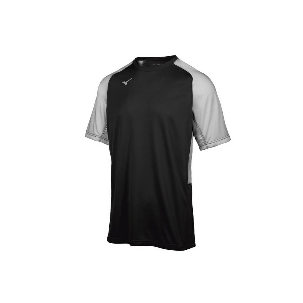 Mens Mizuno Aerolite Crew Baseball Jersey Black/Grey Philippines (USPGMD531)